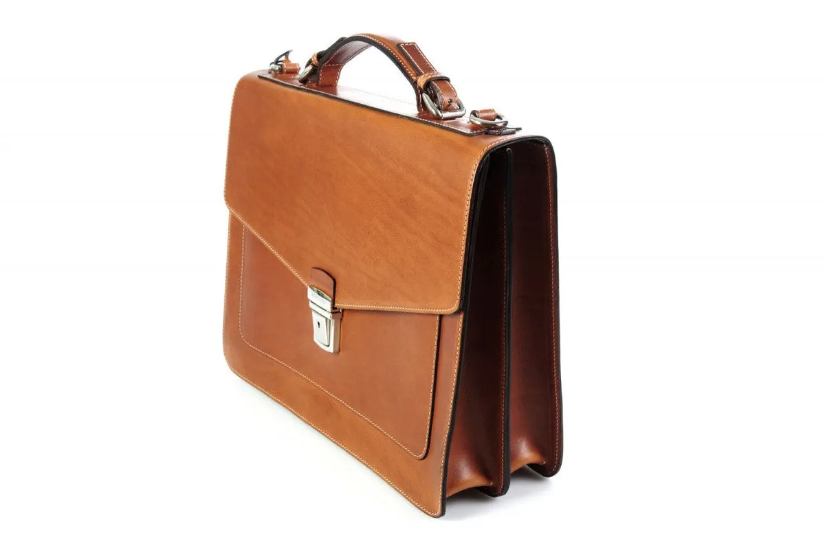 Leather Briefcase - The Arrezo - Terra Tan