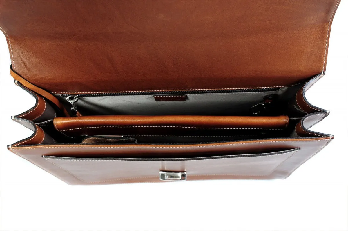 Leather Briefcase - The Arrezo - Terra Tan