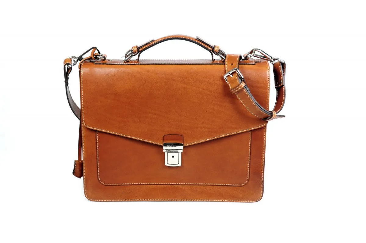 Leather Briefcase - The Arrezo - Terra Tan