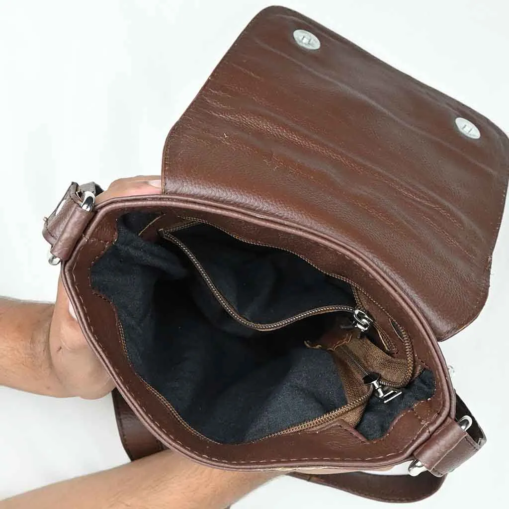 Leather Crossbody Bag Brown Rover leather satchel bag