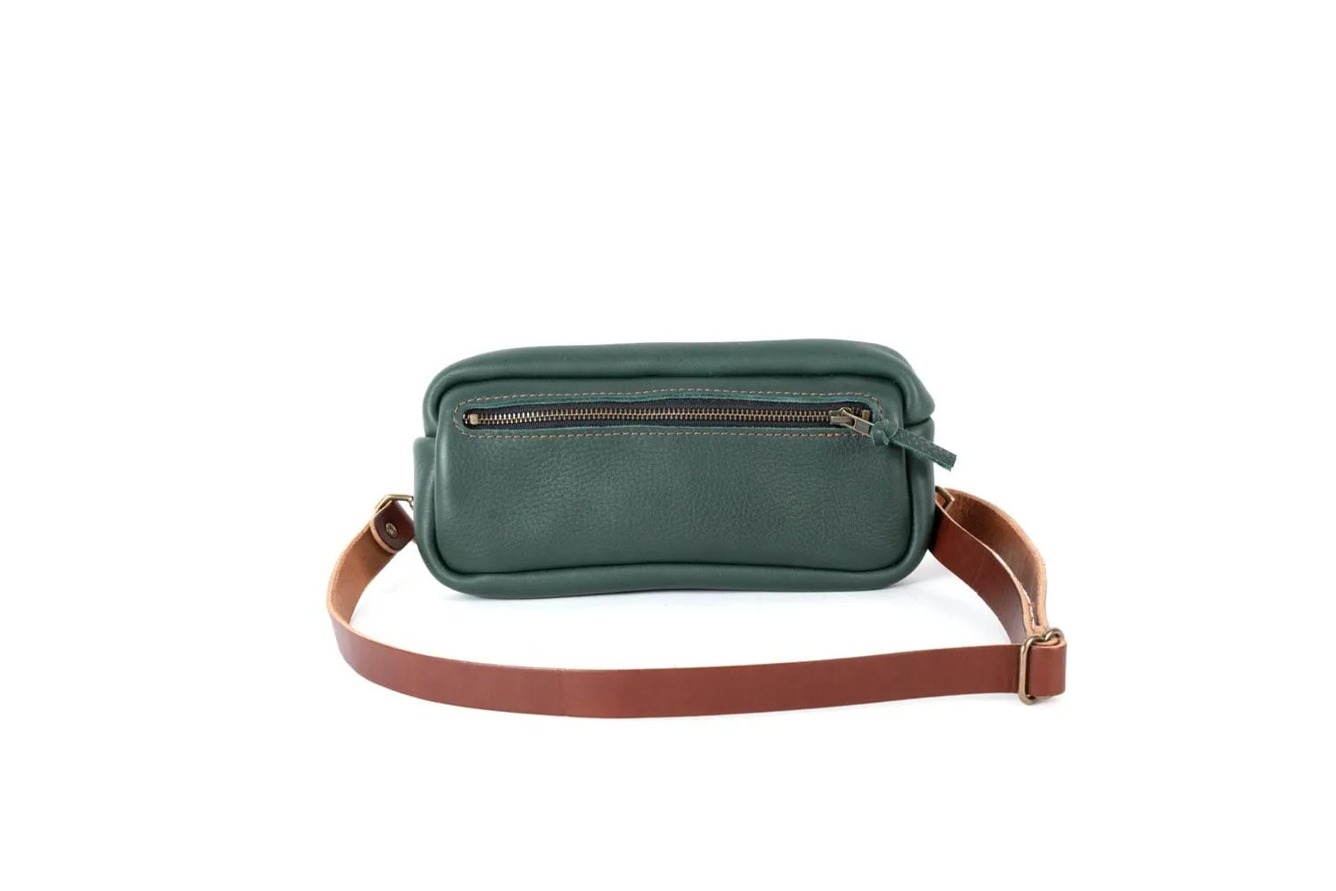 LEATHER FANNY PACK / LEATHER WAIST BAG - FOREST GREEN