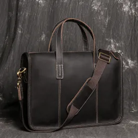 Leather Laptop Bag Messenger Bag Men Briefcase