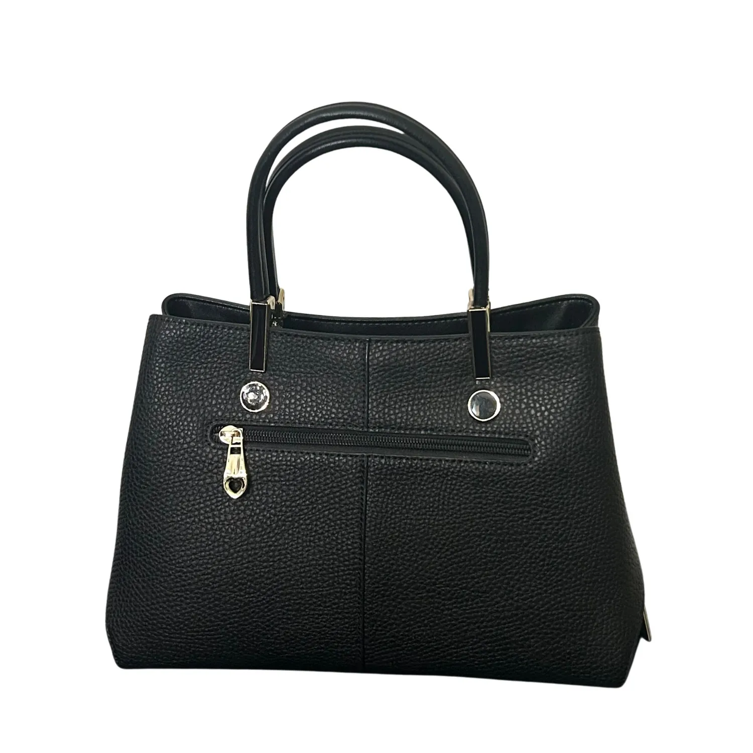 Leather Tote Bag with Black/Gold Detail