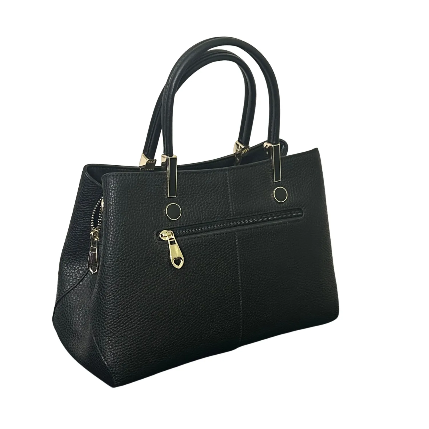 Leather Tote Bag with Black/Gold Detail