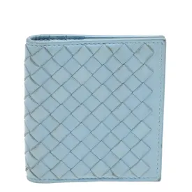 Light Blue Intrecciato Leather Wallet