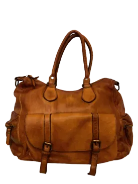 Light Brown Leather Saddle Bag