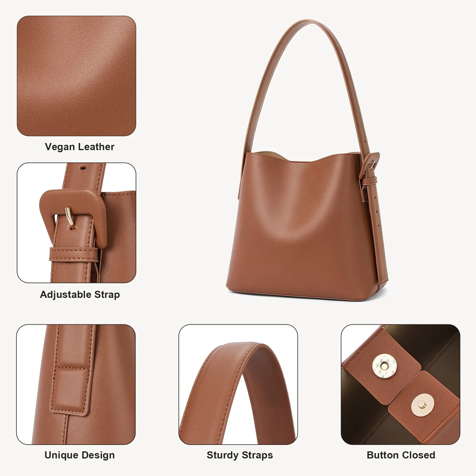 Lotty Soft Leather Chic Bucket Bag