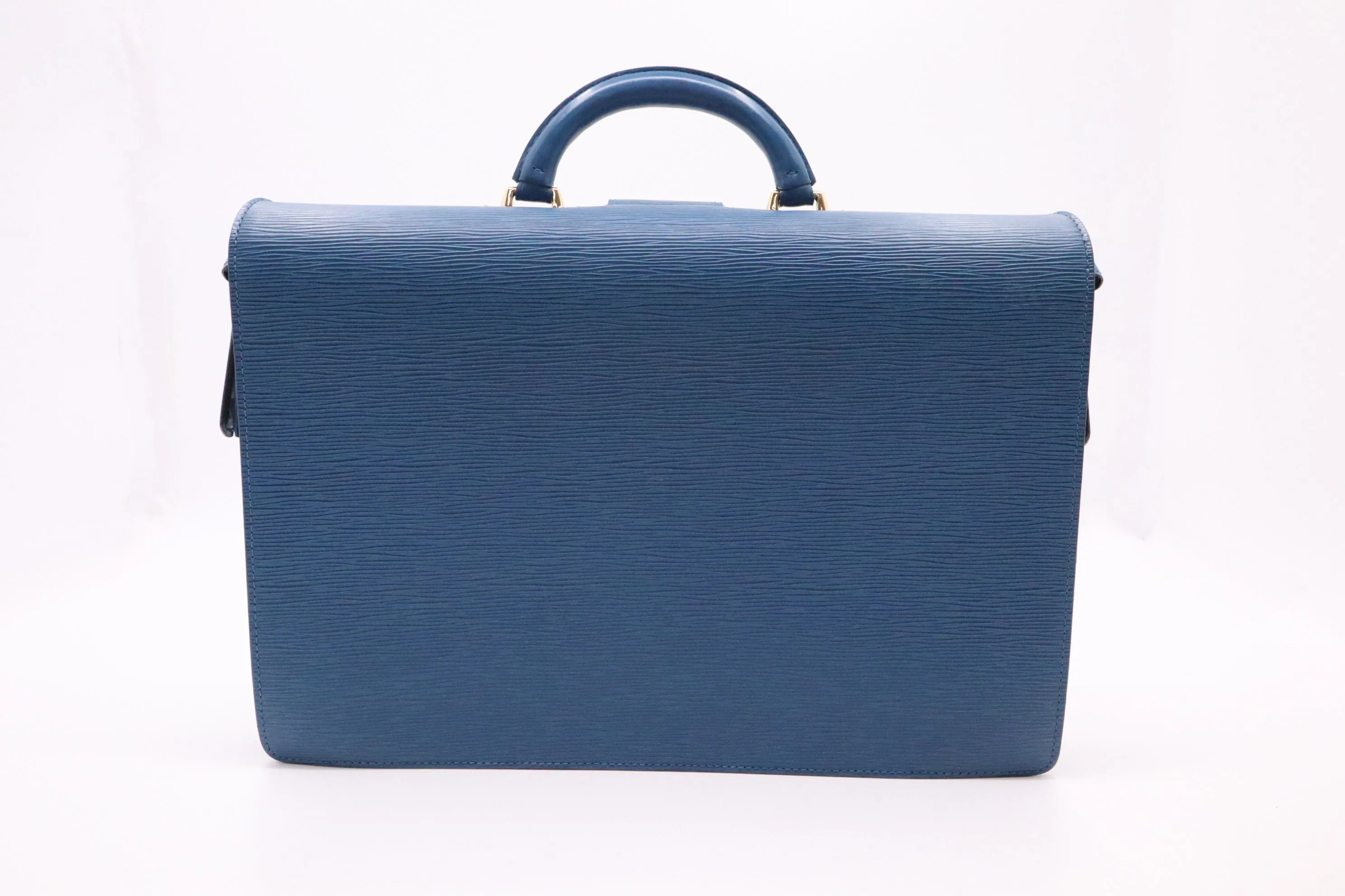 Louis Vuitton Serviette Fermoir in Blue Epi Leather