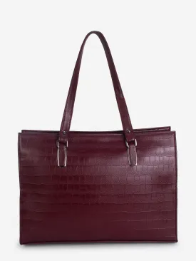 Maroon PU Leather Shoulder Bag for Women