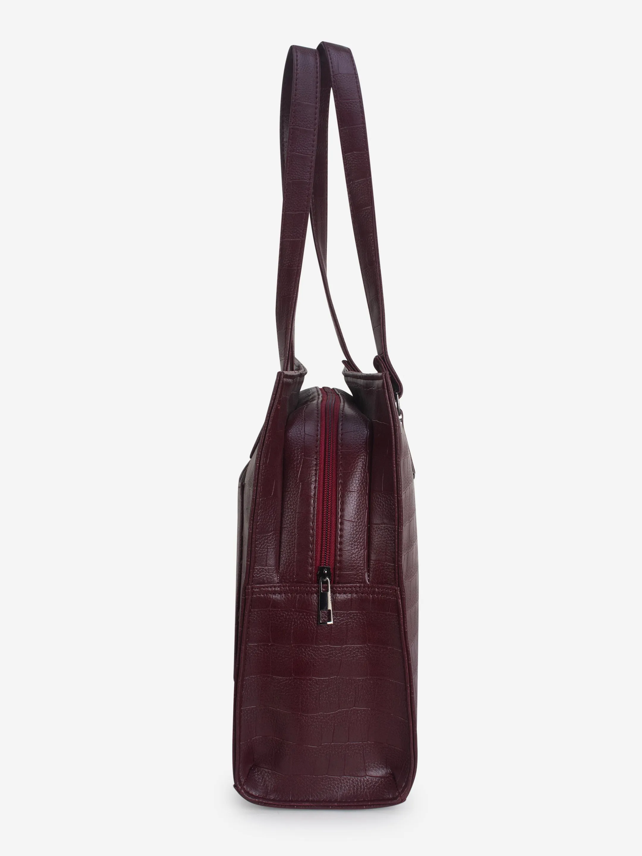 Maroon PU Leather Shoulder Bag for Women