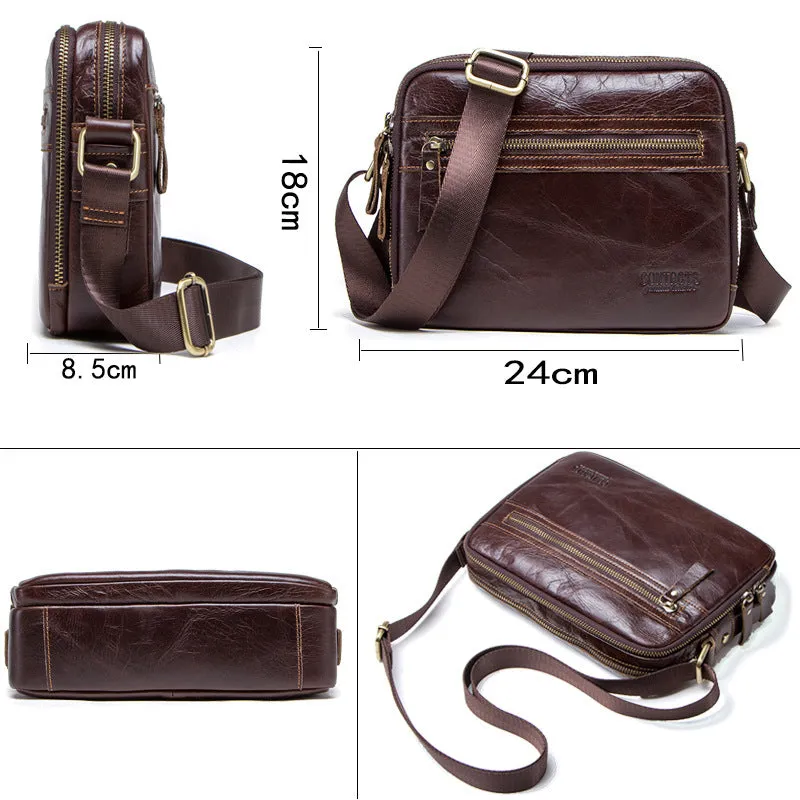 Men Leather Shoulder Bag Crossbody Bag Messenger Bag Leather Portfolio Leather Men's bag 0950