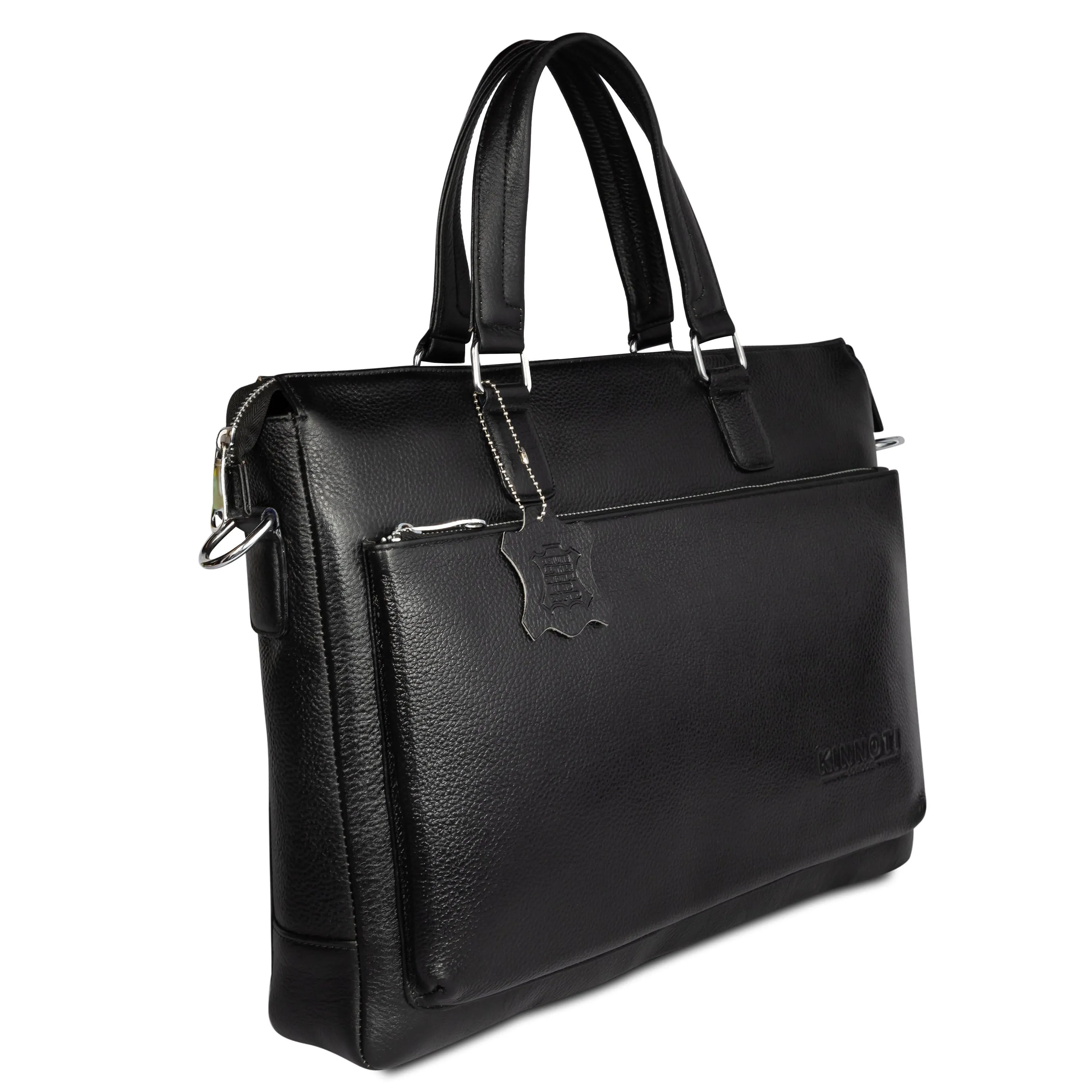 Men Solid Genuine Leather Laptop Bag