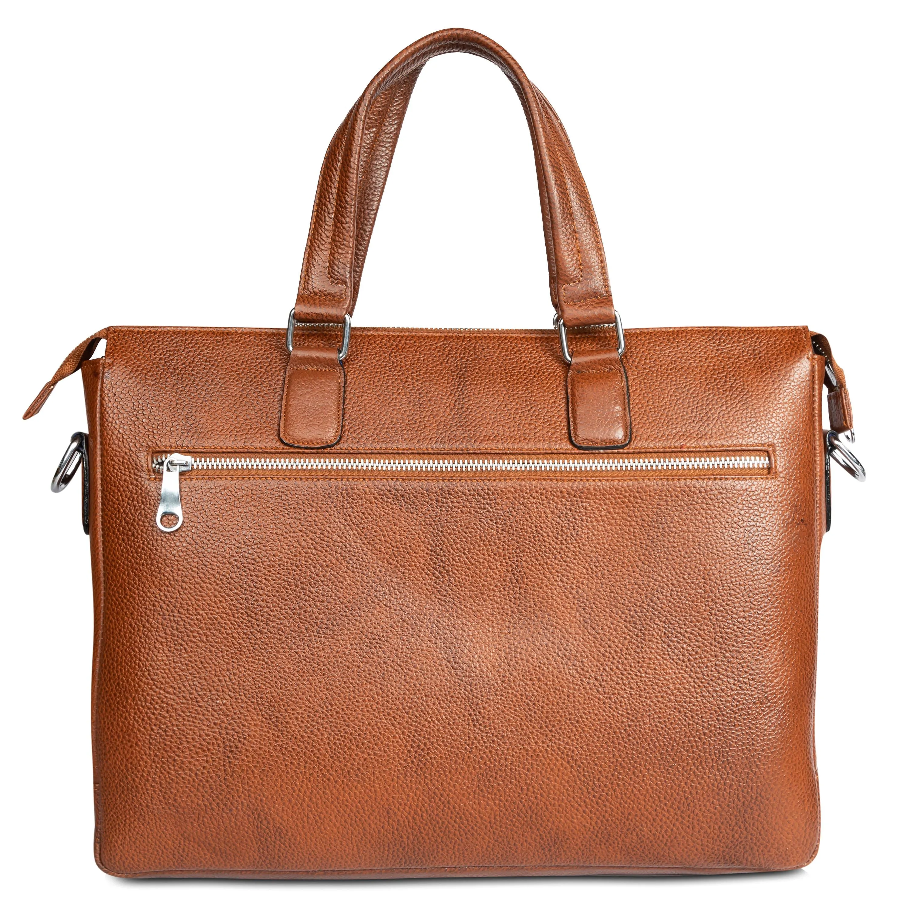 Men Solid Genuine Leather Laptop Bag