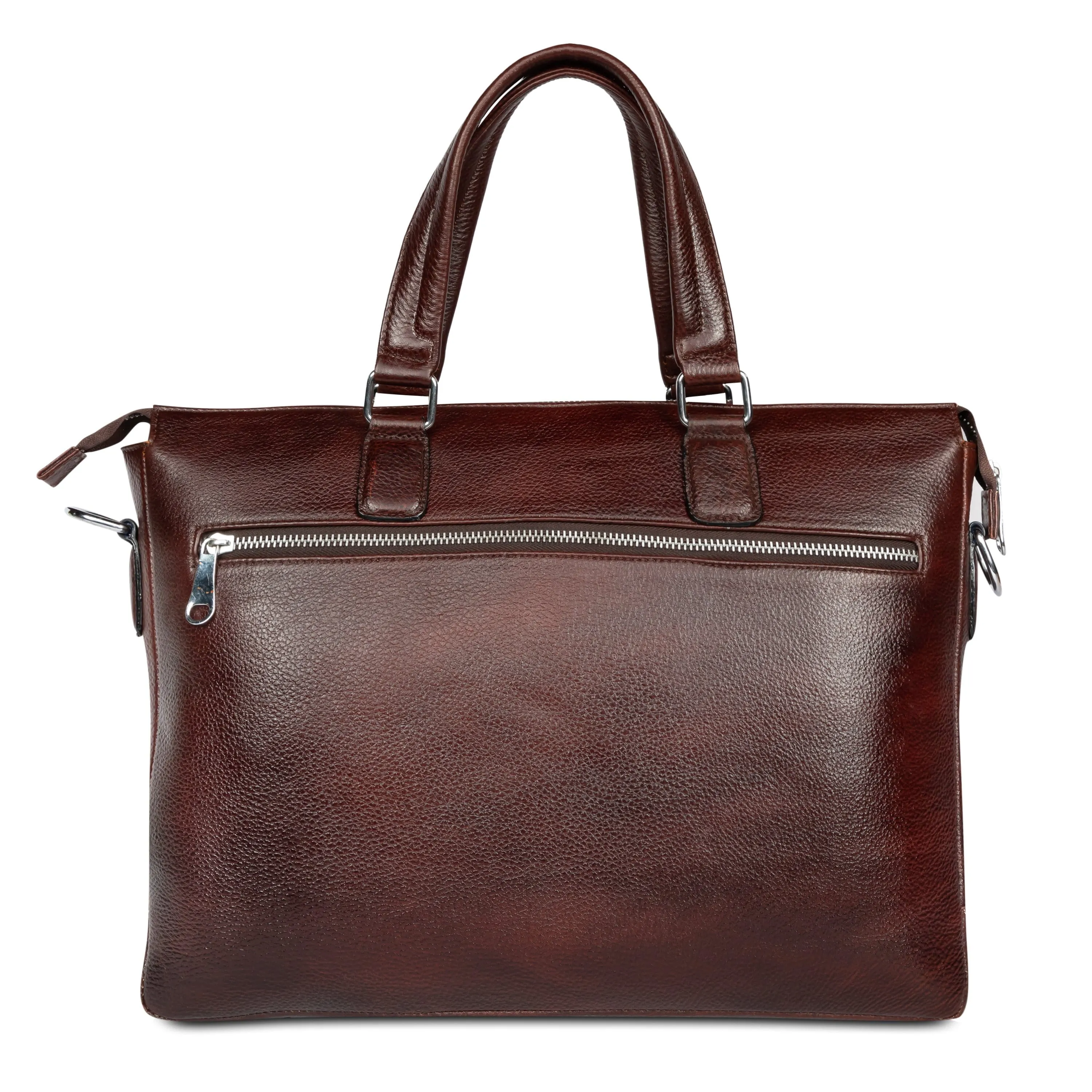 Men Solid Genuine Leather Laptop Bag