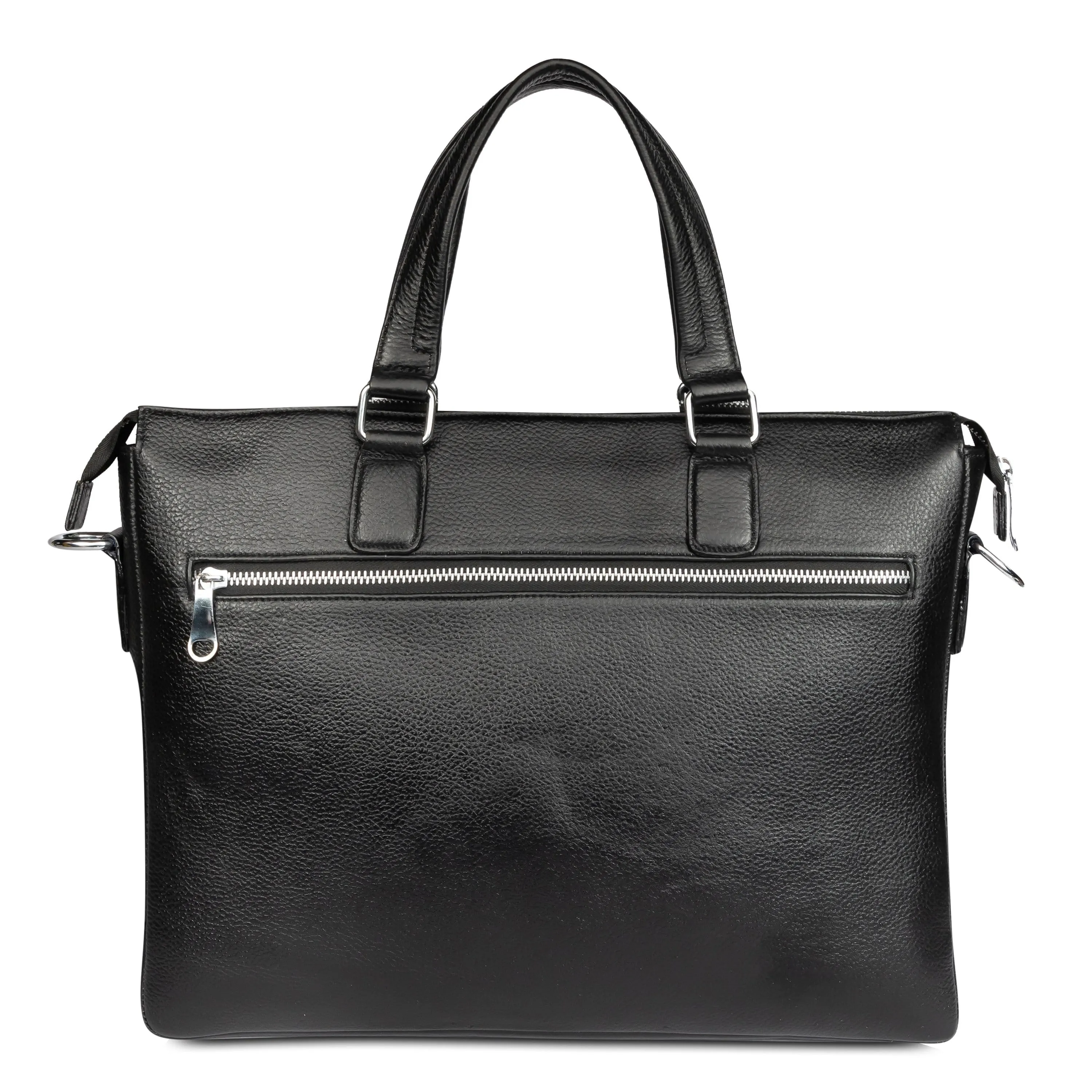 Men Solid Genuine Leather Laptop Bag