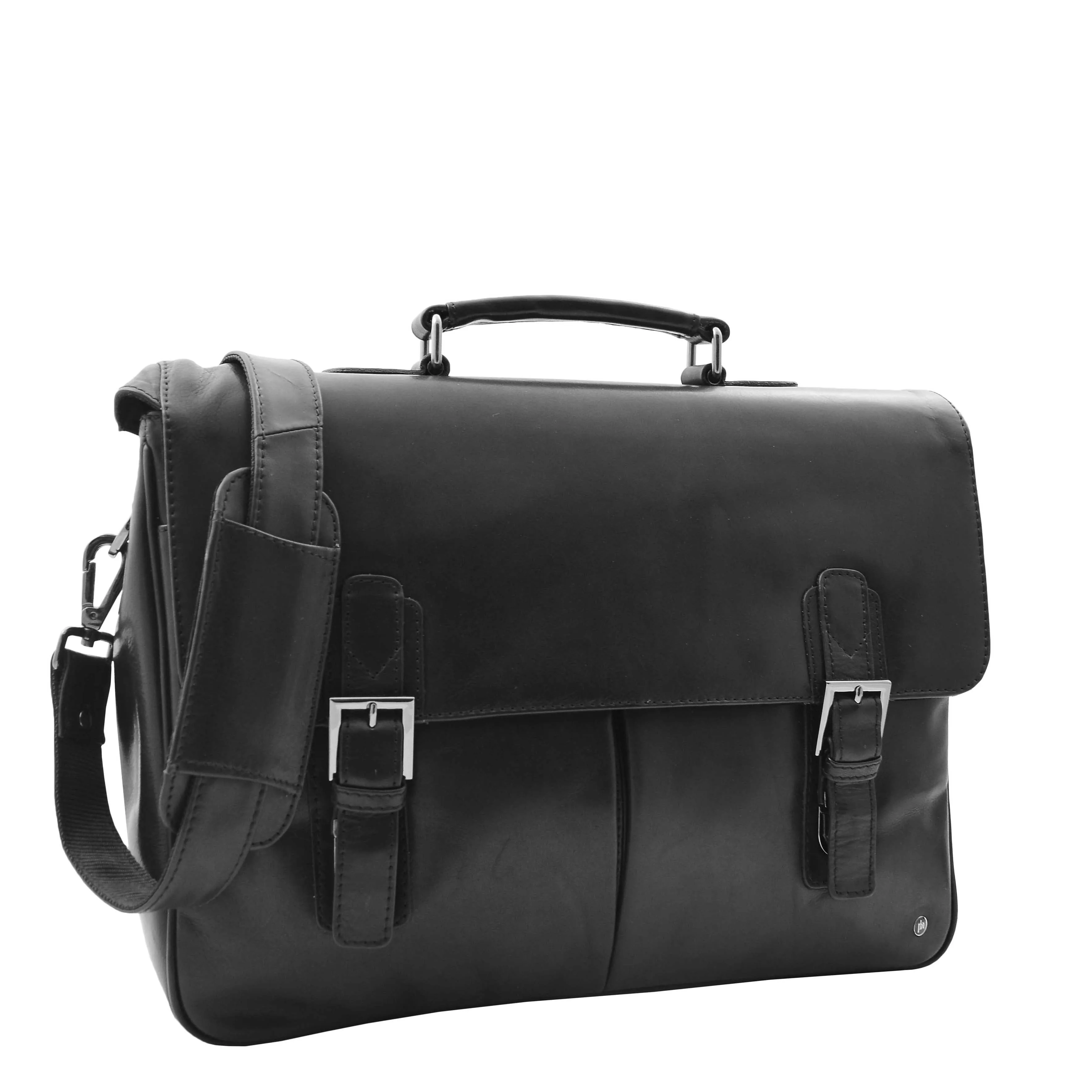 Mens Leather Messenger Briefcase HOL518 Black