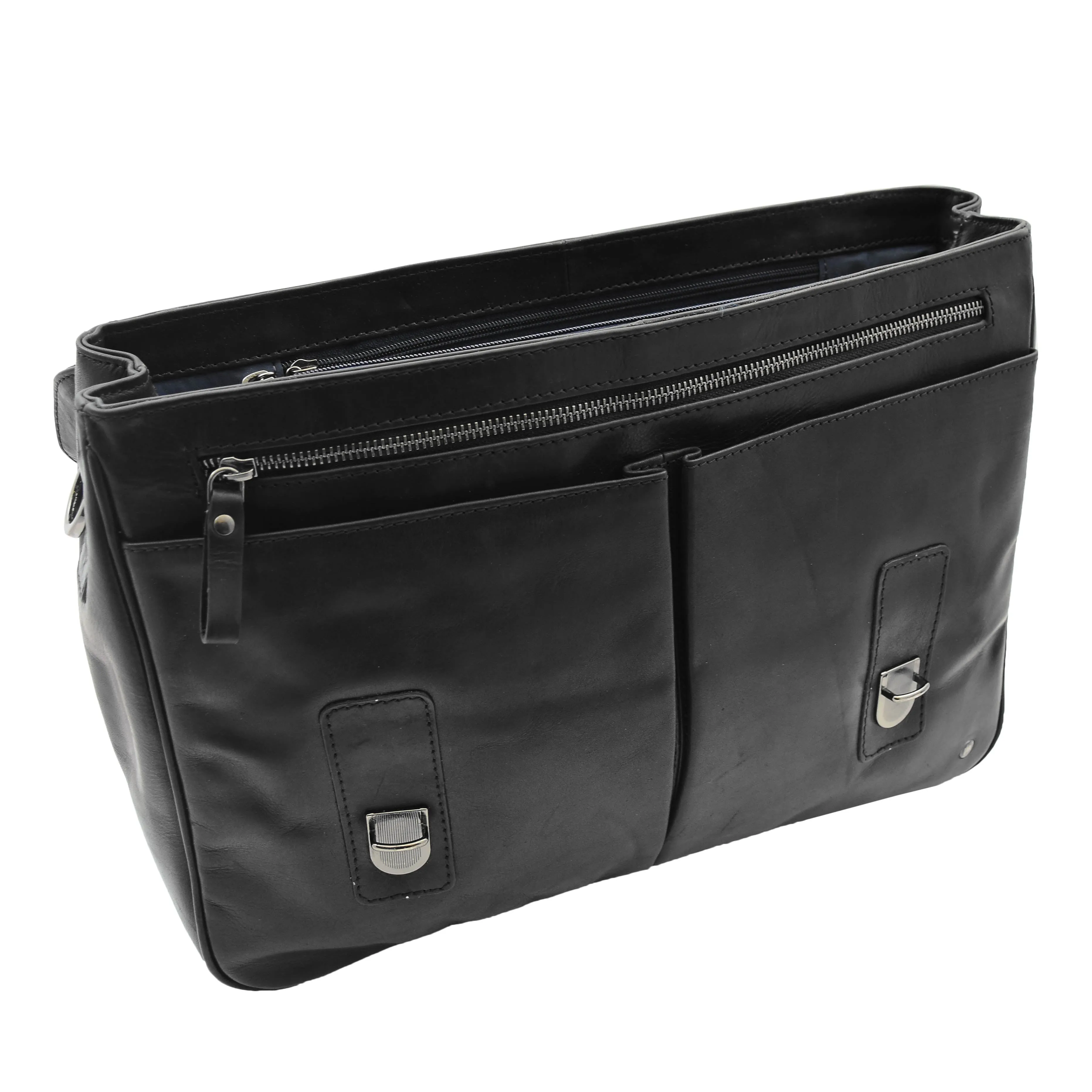 Mens Leather Messenger Briefcase HOL518 Black