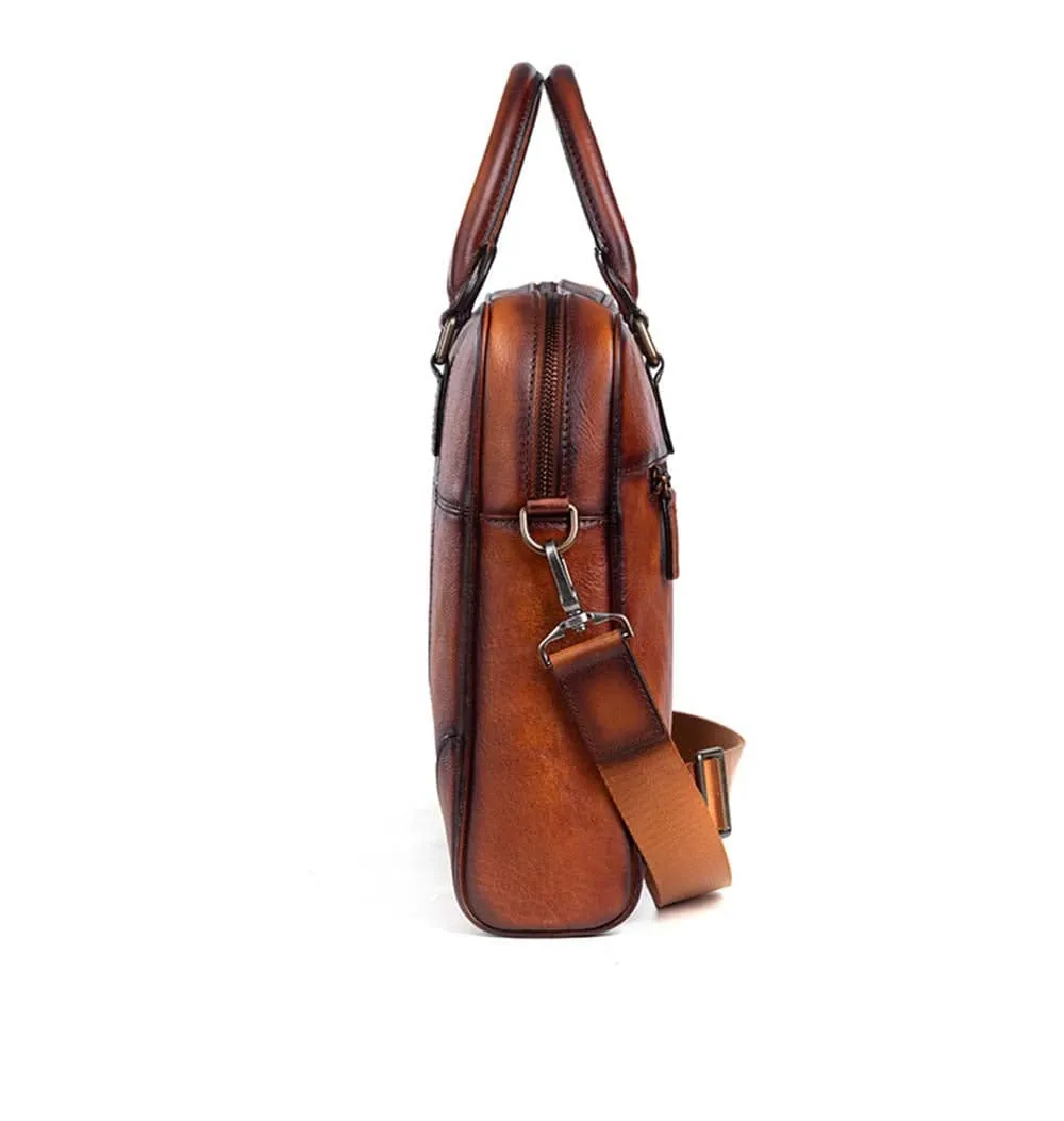 Mens Vintage Leather Buiness Briefcase Shoulder Cross Body Bag   2855