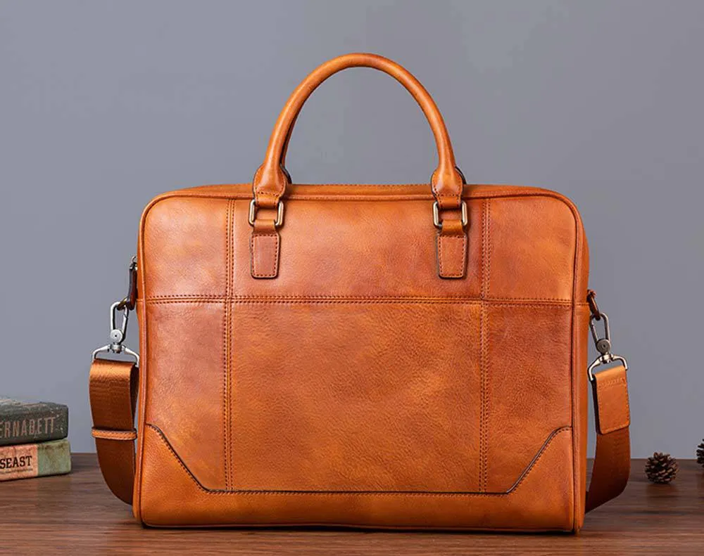 Mens Vintage Leather Buiness Briefcase Shoulder Cross Body Bag   2855