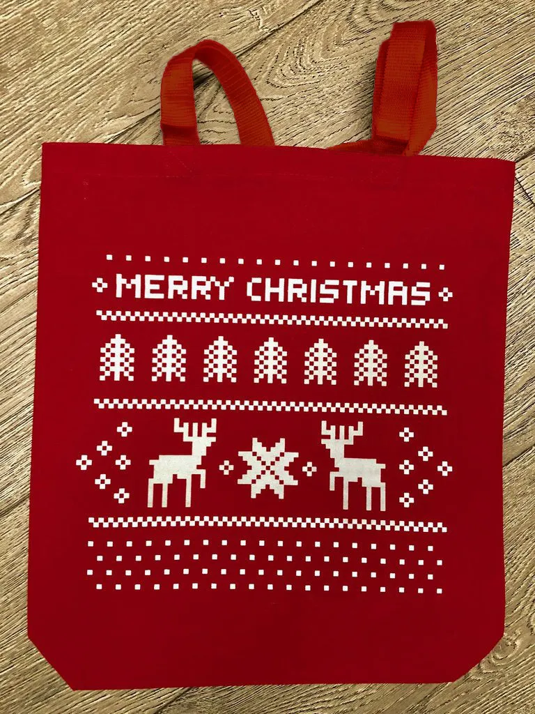 Merry Christmas Medium Tote Bags w/Gusset