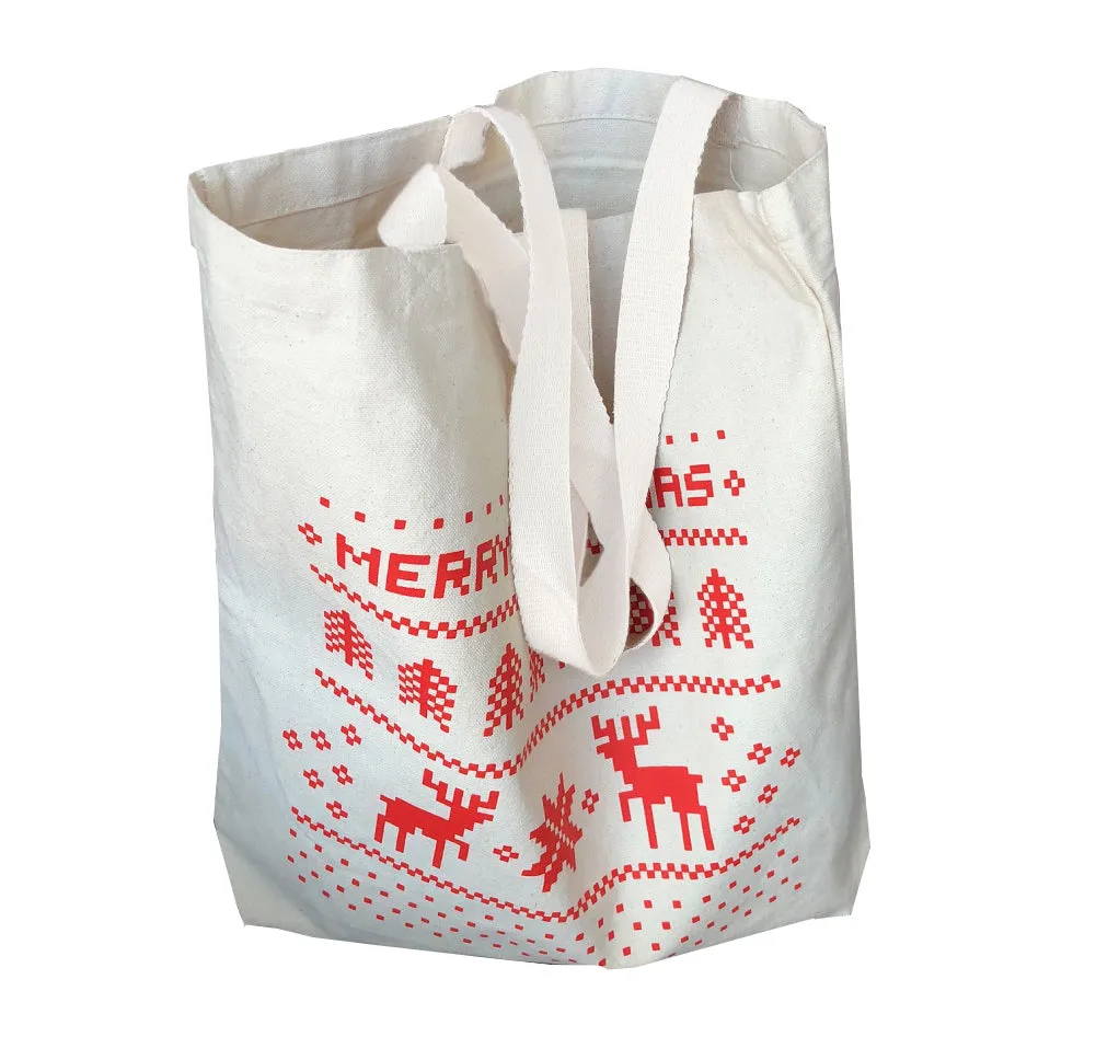 Merry Christmas Medium Tote Bags w/Gusset