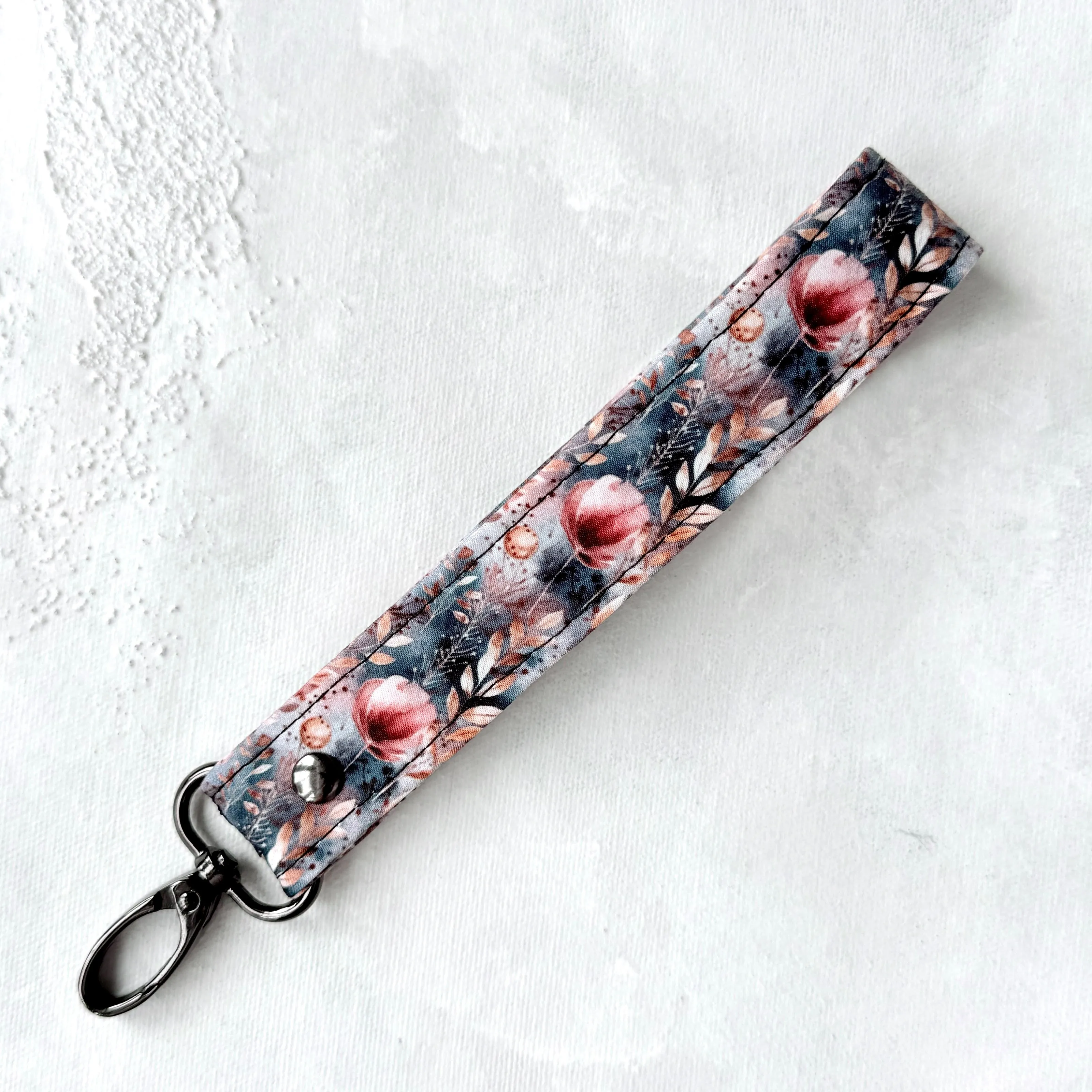 Misty Rose Garden - Fabric Keychain Wristlet