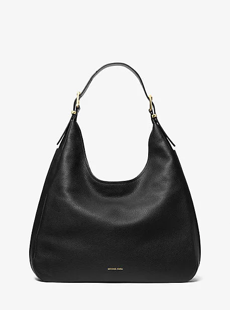 MK Nolita Large Pebbled Leather Hobo Shoulder Bag - Black - Michael Kors