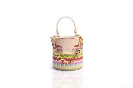 Multi-color Raffia Elena Vanity Bag