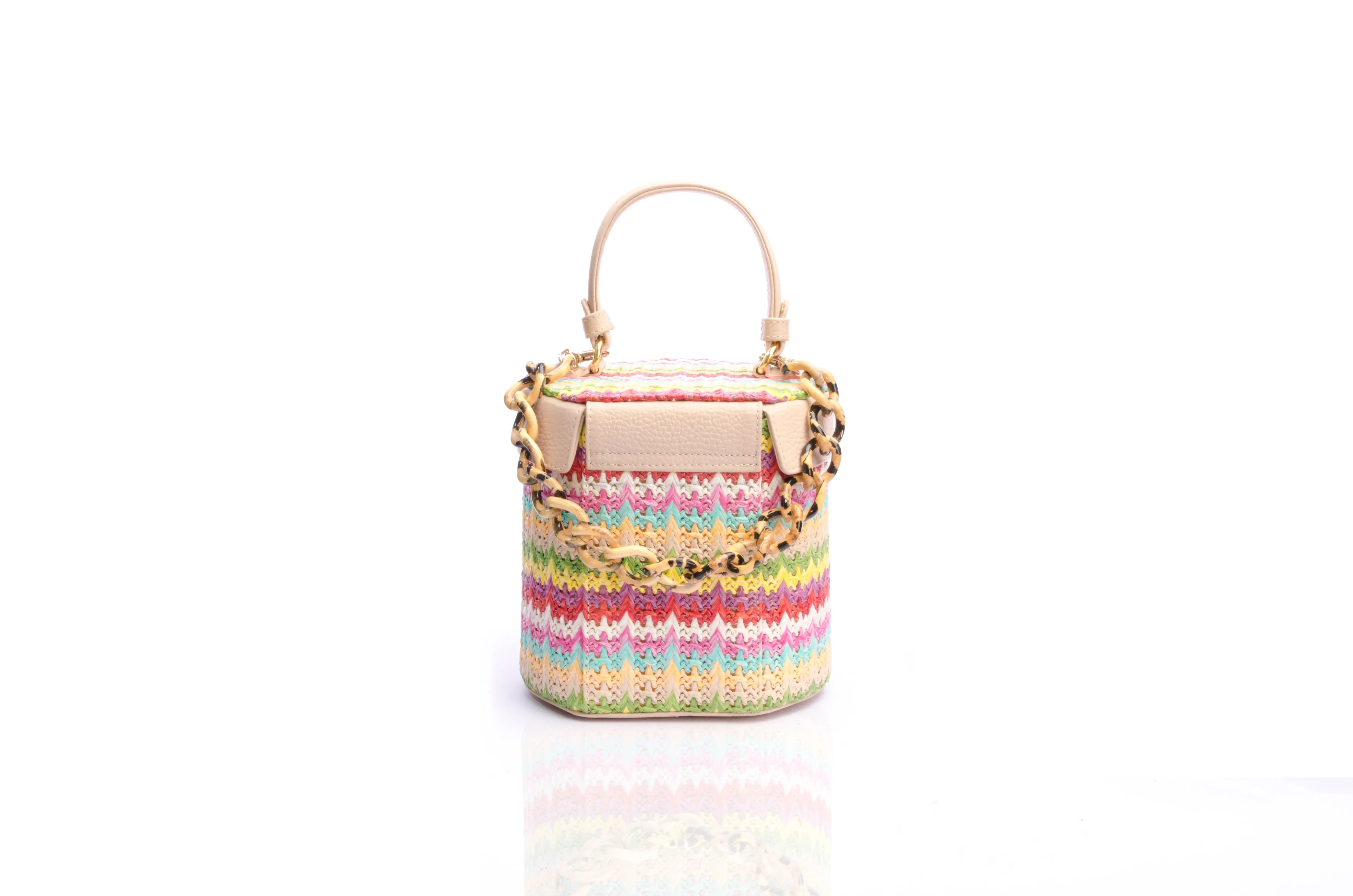 Multi-color Raffia Elena Vanity Bag