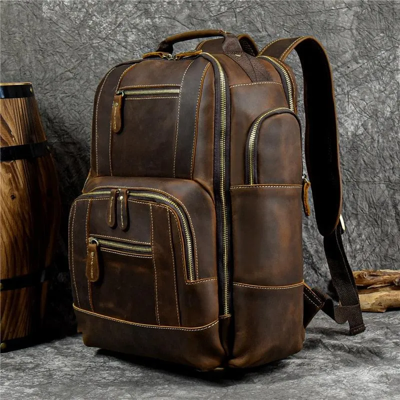 Multipocket Large Capacity Leather Backpacks