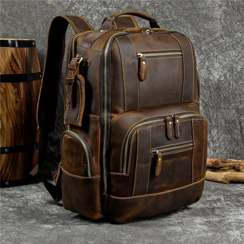 Multipocket Large Capacity Leather Backpacks