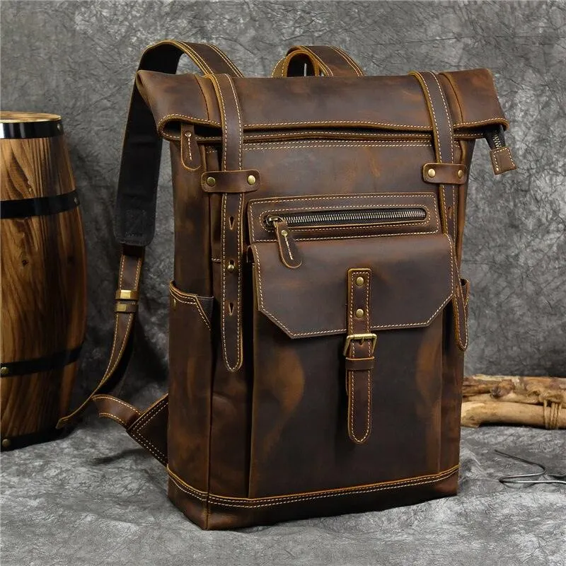 Multipocket Large Capacity Leather Backpacks