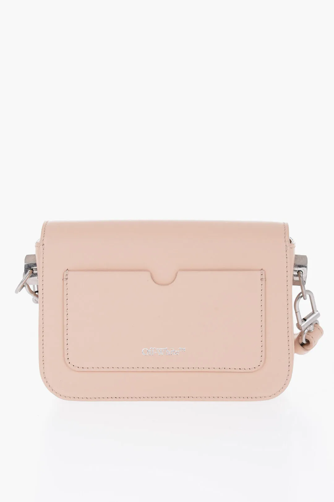 Off-White Solid Color PLAIN BINDER Leather Crossbody Bag