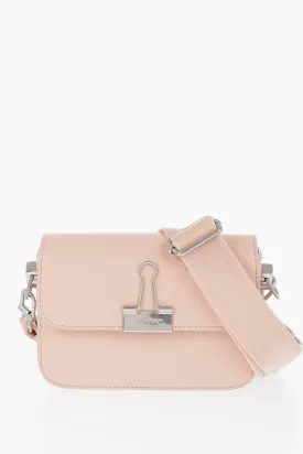 Off-White Solid Color PLAIN BINDER Leather Crossbody Bag