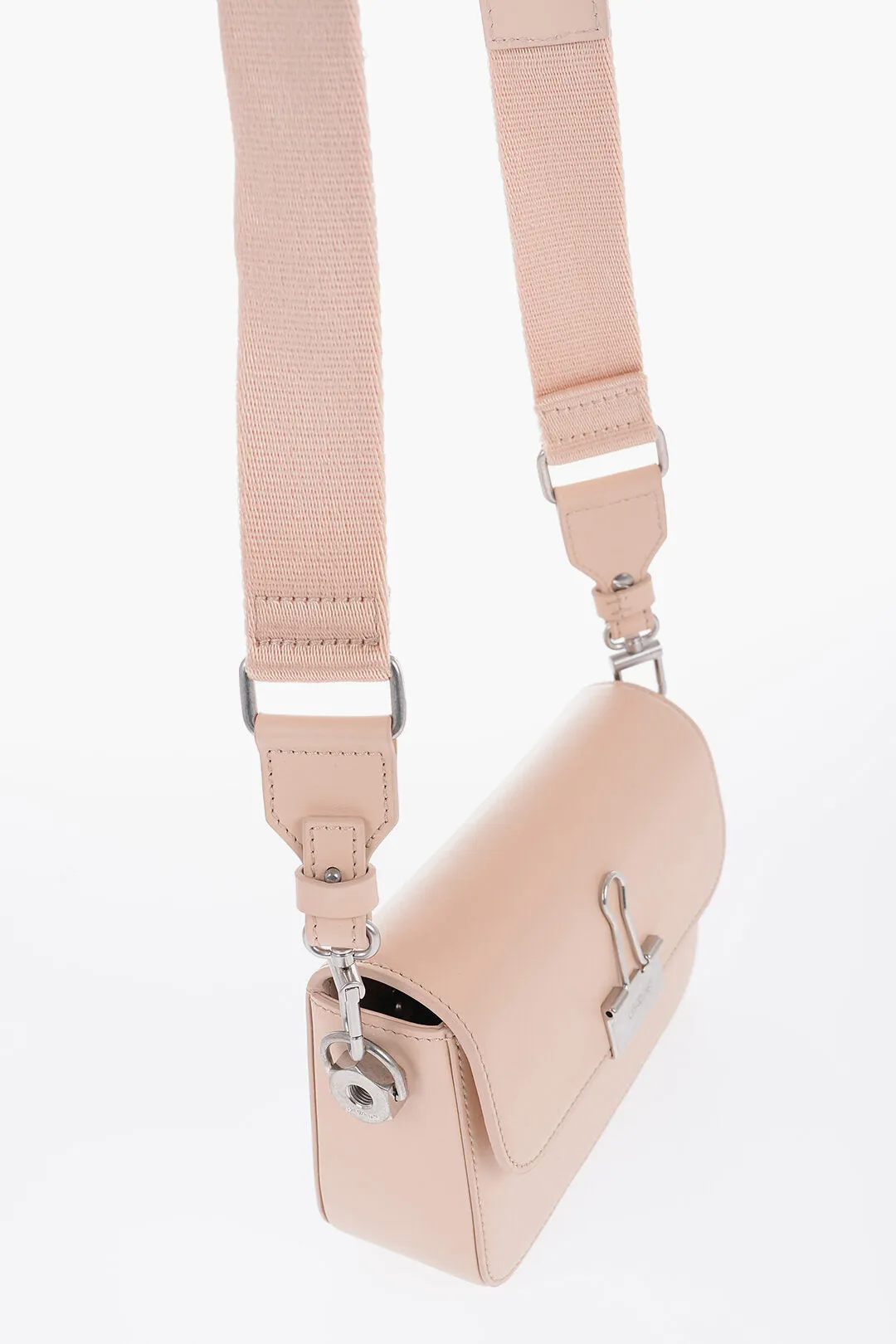 Off-White Solid Color PLAIN BINDER Leather Crossbody Bag