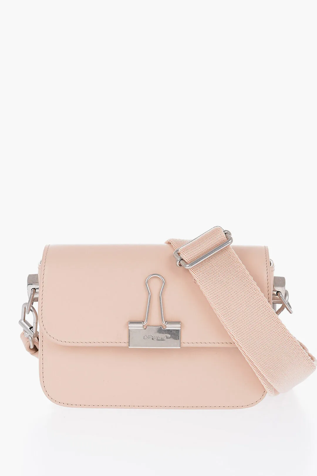 Off-White Solid Color PLAIN BINDER Leather Crossbody Bag