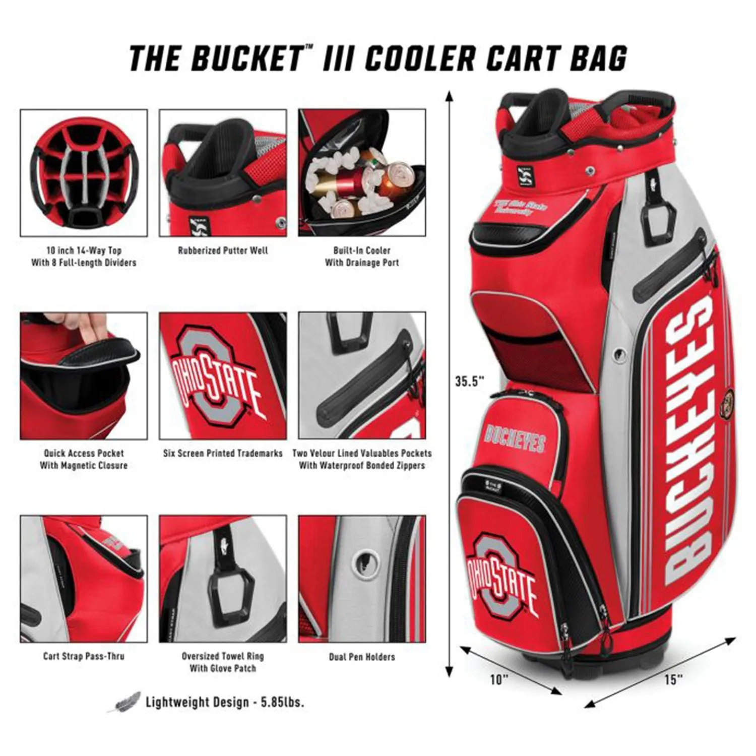 Ohio State Buckeyes Bucket III Cooler Cart Bag