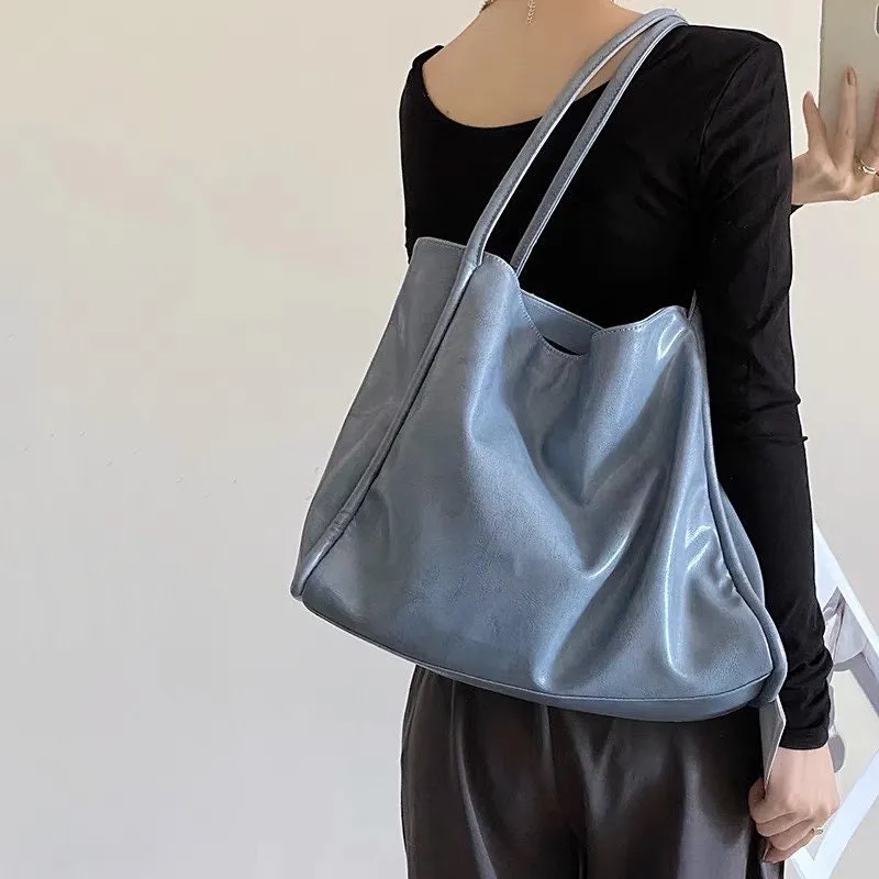 Oversize Leather Shoulder Bag for Women, Vegan Leather Bag, Handbag for Girls, Large Hobo Bag, Bucket Bag, Shopping Bag, Big Tote Bag