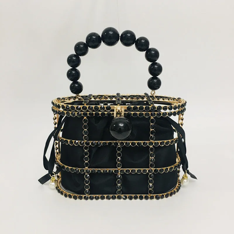 Pearl Rhinestone Bucket Bag