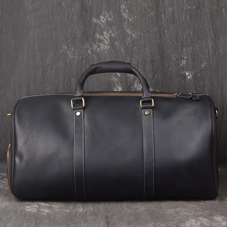 Personalized leather duffel bag with shoe compartment, handmade leather weekender bag, leather overnight bag, Holdall