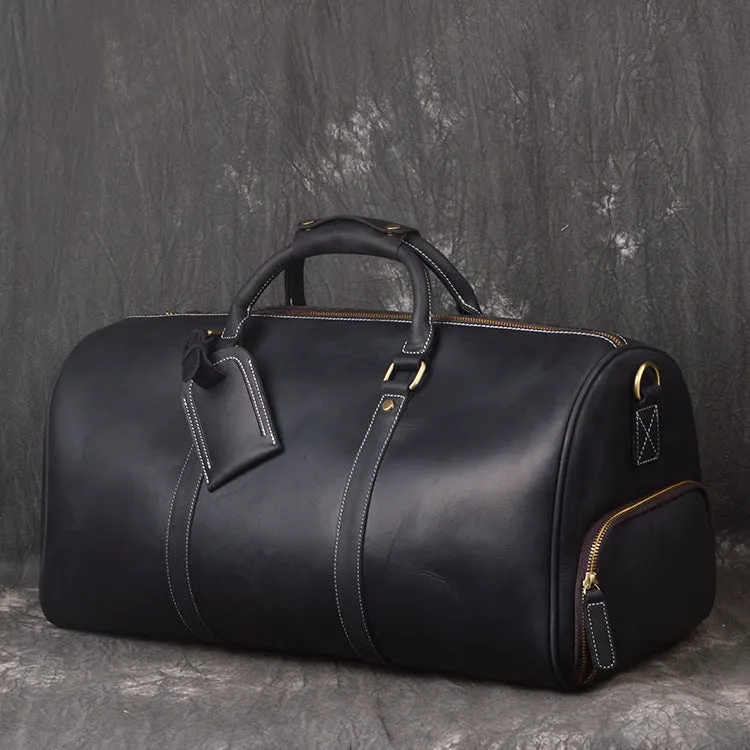 Personalized leather duffel bag with shoe compartment, handmade leather weekender bag, leather overnight bag, Holdall