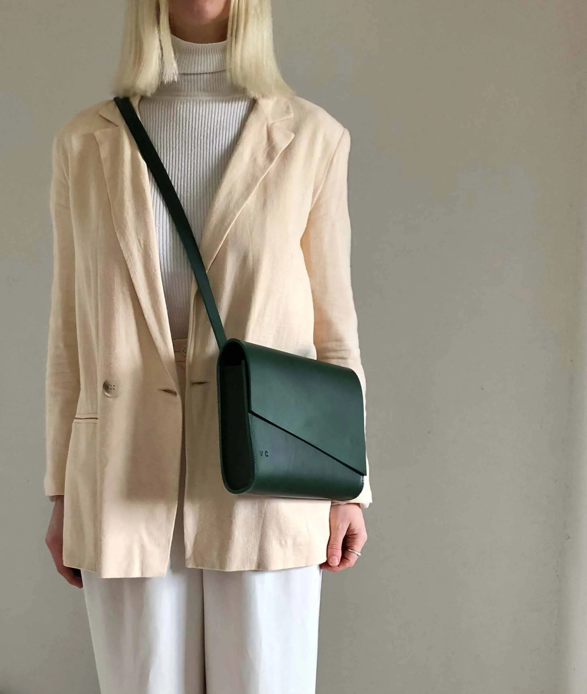 Pioneer Midi Green Leather Crossbody Bag