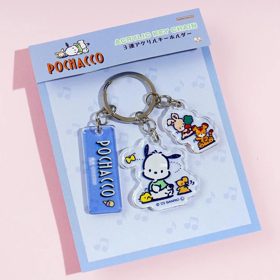 Pochacco Retro Sanrio Triple Charm Keychain