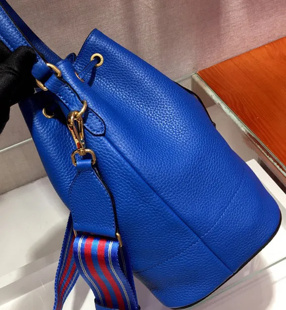 Prada Leather Bucket Bag Blue