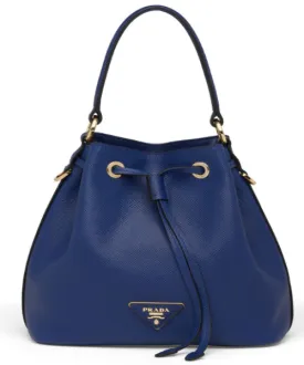 Prada Saffiano Leather Bucket Bag Blue