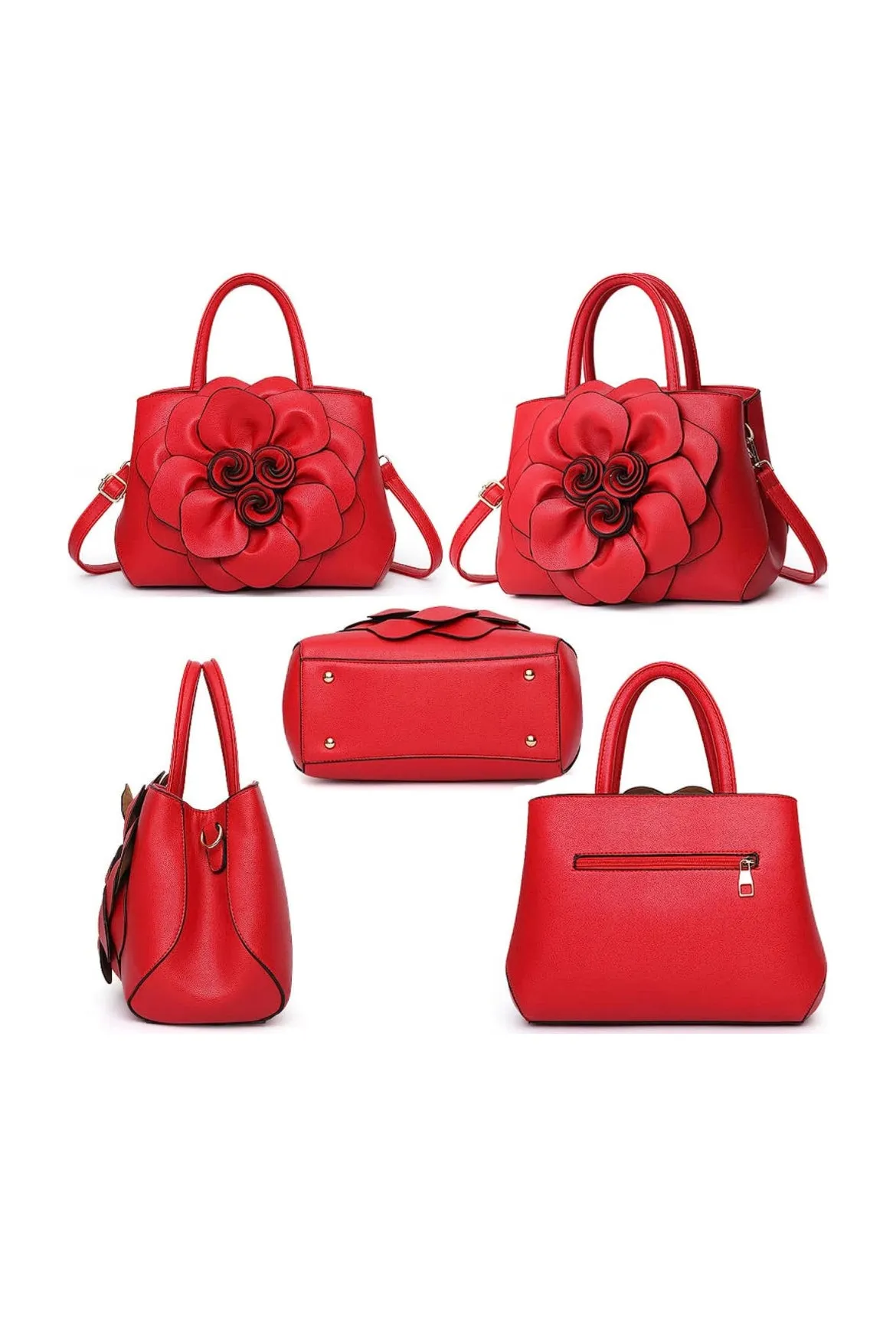 Red 3D Top Handle Purse