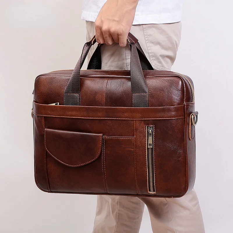 Retro Handmade Leather Business Laptop Bag Briefcase