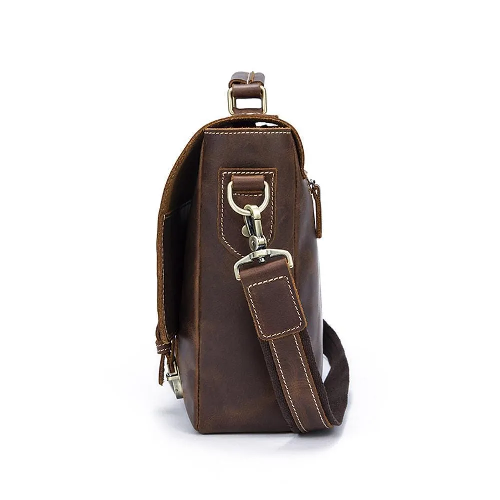 Rossie Viren  Men's Vintage Brown  Leather Postman Messenger Laptop Bag