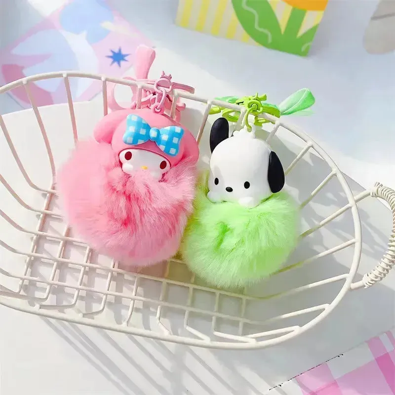 Sanrio Pom Pom Doll Face Keychains