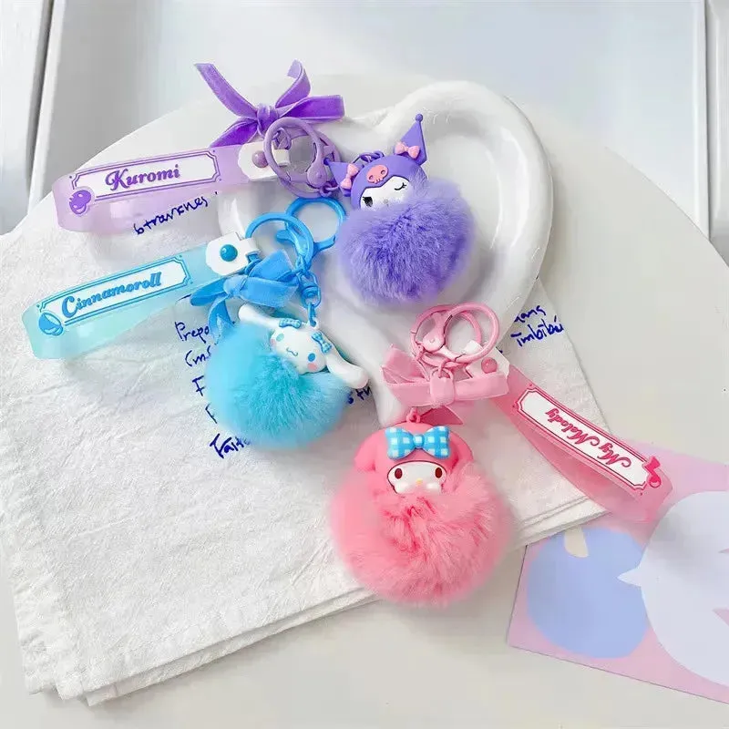 Sanrio Pom Pom Doll Face Keychains